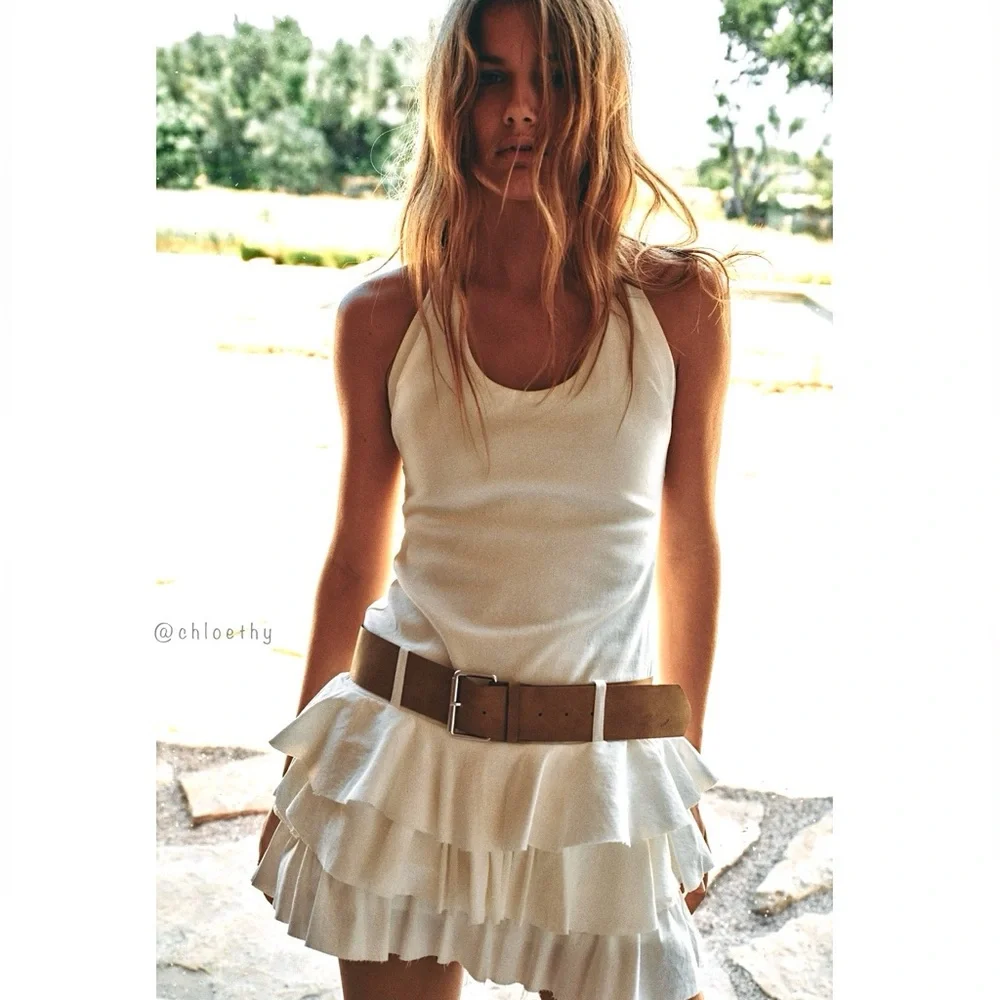 Zara BELTED RUFFLED DRESS - Picture 1 of 16